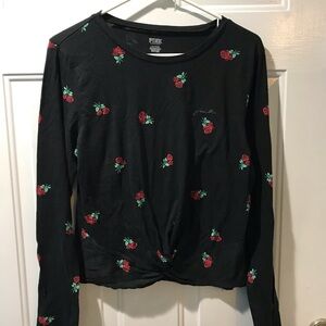Pink by Victoria’s Secret Black Floral Long Sleeve Top sz large